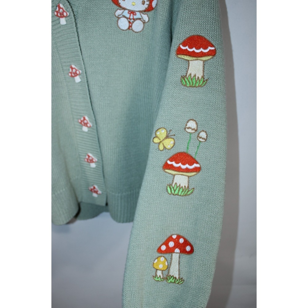 Hot Topic Hello Kitty Women's Small Multicolor Sage Green Knit Cardigan - Picture 8 of 11